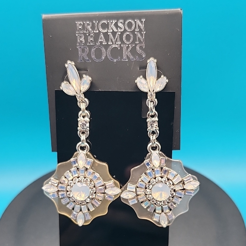 Erickson Beamon Silver Dangle Earrings with Crystal Design